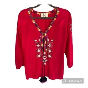 Figue Silk Embroidered Top Blouse
